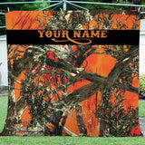 Maxcorners Custom Name Hunting Orange Muddy Camo For Hunters Blanket