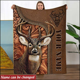 Maxcorners Deer Hunting1 Leather Pattern Personalized - Blanket