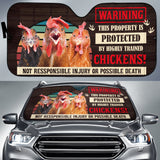 Maxcorners THIS PROPERTY IS PROTECTED BY HIGHLY TRAINED CHICKENS All Over Printed 3D Sun Shade