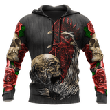 Maxcorners Skull Rooster And Rose Hoodie