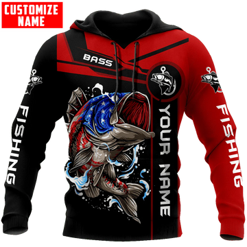 Maxcorners US Bass Fishing Custom Name Fishing Shirts