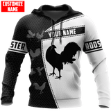 Maxcorners Personalized Name Black Rooster Unisex Hoodie