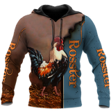 Maxcorners Rooster Unisex Deluxe Blue Hoodie