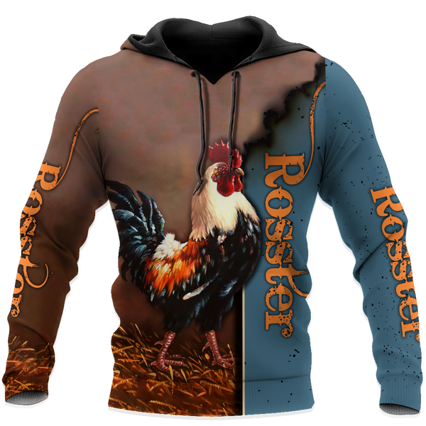 Maxcorners Rooster Unisex Deluxe Blue Hoodie