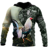 Maxcorners Rooster Unisex Deluxe Green Hoodie
