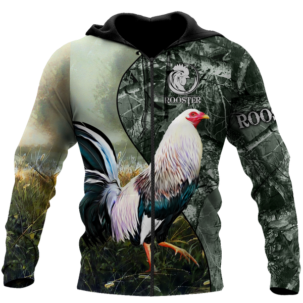 Maxcorners Rooster Unisex Deluxe Green Hoodie