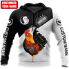 Maxcorners Personalized Name Rooster In White Background Unisex Hoodie