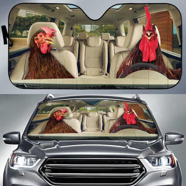 Maxcorners Driving RHODE ISLAND RED CHICKEN All Over Printed 3D Sun Shade
