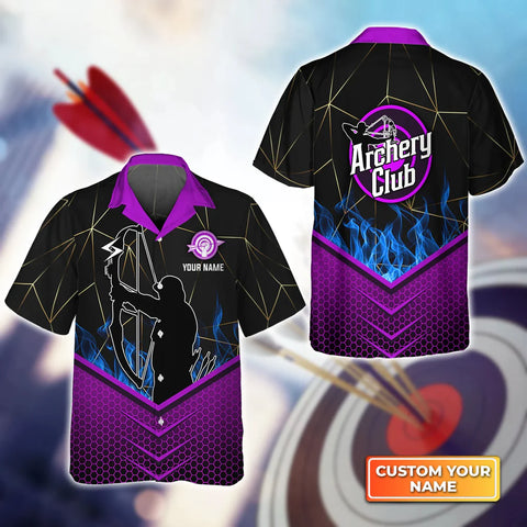 Maxcorners Ancher In Purple Background Archery Club 3D Hawaiian Shirt