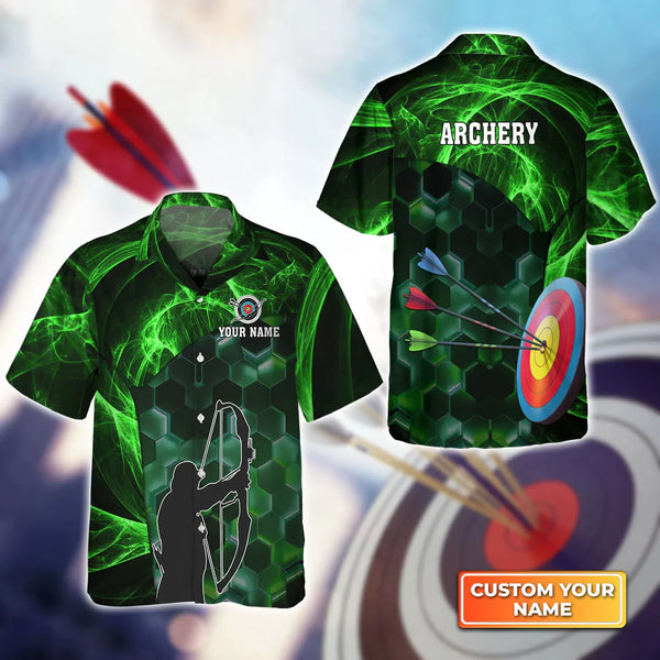 Maxcorners Archer And Target Board Green 3D Hawaiian Shirt