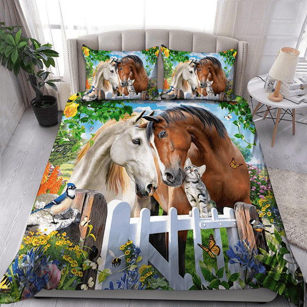 Maxcorners Couple Horse In Wonder Garden Art 3D Printed - Blanket