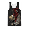 Maxcorners Skull Rooster And Rose Hoodie