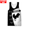 Maxcorners Personalized Name Black Rooster Unisex Hoodie
