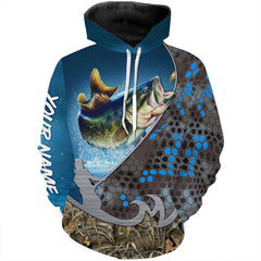 Max Corners Bass Fishing Camo Personalized Fishing apparel for fisherman Custom Name 3D Hoodie