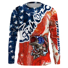 Max Corner Largemouth Bass Fishing American Flag Fish On Custom Long Sleeve performance Fishing Shirts Personalized Christmas Fishing gifts