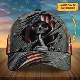 Maxcorners Custom Name Skull American Flag Classic - Cap