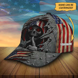 Maxcorners Custom Name Skull American Flag Classic - Cap