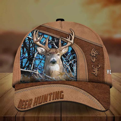 Maxcorners Premium Brown Printed Deer Hunting Personalized 3D Hat