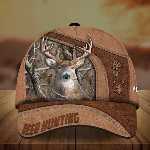 Maxcorners Premium Brown Printed Deer Hunting Personalized 3D Hat