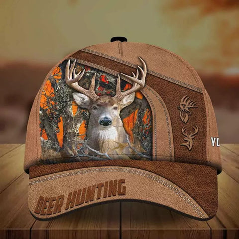 Maxcorners Premium Brown Printed Deer Hunting Personalized 3D Hat