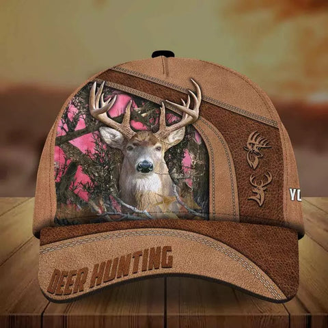 Maxcorners Premium Brown Printed Deer Hunting Personalized 3D Hat