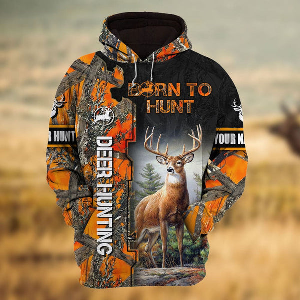 Max Corner Camouflage Born To Hunt Deer Hunting Personalized 3D Hoodie For Hunting Lover