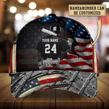 Max Corners US Flag Cracked Baseball Player Custom 3D Cap
