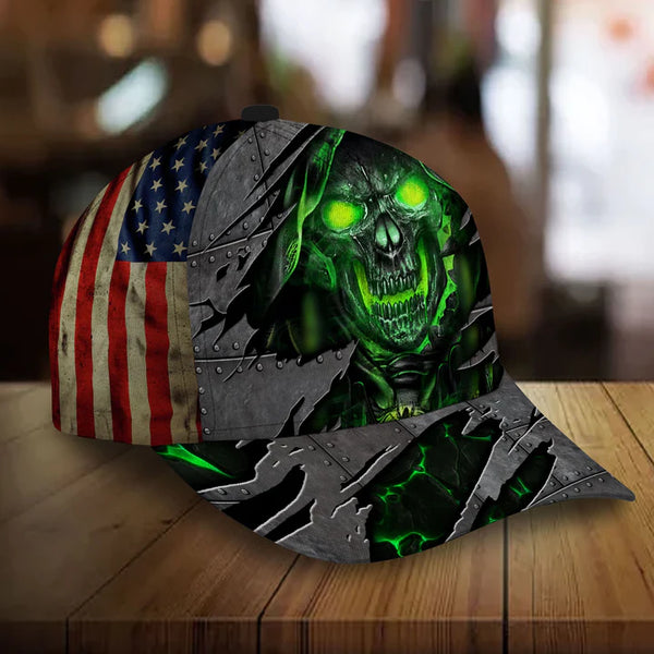 Maxcorners Custom Name Angry Skull Cap