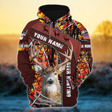 Max Corner Deer Hunting Red Leather Pattern Personalized 3D Hoodie For Hunting Lover