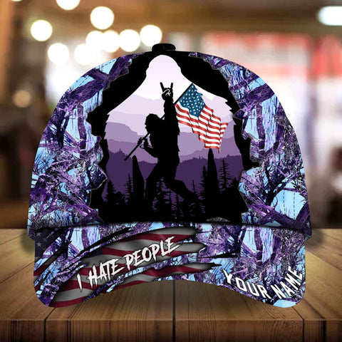 Max Corners I Hate People Camping Art Camo pattern 8 Custom 3D Cap