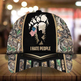 Max Corners I Hate People Camping Art Camo pattern 3 Custom 3D Cap