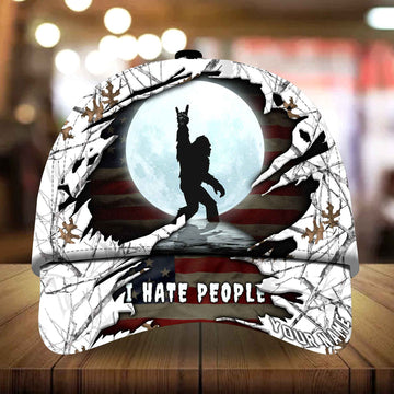 Max Corners I Hate People Bigfoot With Moon Camping Art Camo pattern 8 Custom 3D Cap