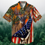 Maxcorners Deer Hunting Pulling US Flag Multicolored Personalized hawaiian shirt HU0113