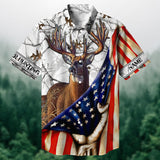 Maxcorners Deer Hunting Pulling US Flag Multicolored Personalized hawaiian shirt HU0113