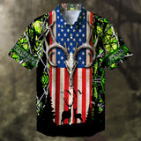 Maxcorners Deer Hunting  Skull Deer Head Multicolored Personalized hawaiian shirt HU0113