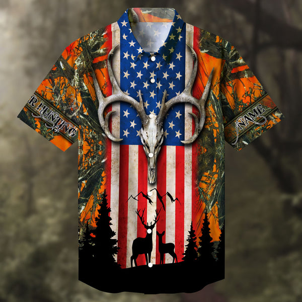Maxcorners Deer Hunting  Skull Deer Head Multicolored Personalized hawaiian shirt HU0113