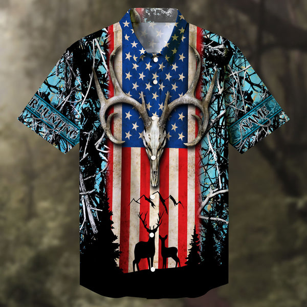 Maxcorners Deer Hunting  Skull Deer Head Multicolored Personalized hawaiian shirt HU0113