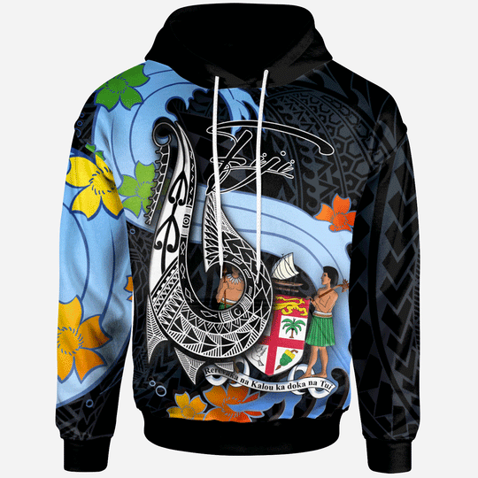 Maxcorners Personalized Fiji Hoodie - Fish Hooks And Wave