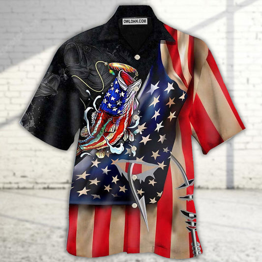 Maxcorners Fishing Bass Fishing America Cool Style Hawaiian Shirt
