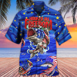 Maxcorners Fishing Hooked On Freedom Blue Night Hawaiian Shirt