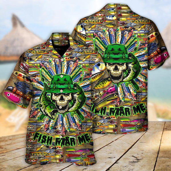 Maxcorners Fishing Just A Man Loves Fishing Skull Cool Hawaiian Shirt