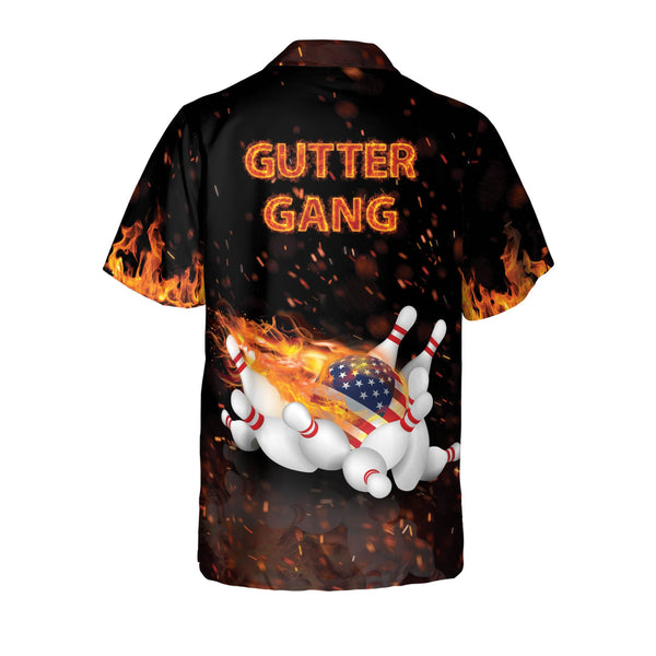 Maxcorners Flame Bowling Gutter Gang Personalized Name Hawaiian Shirt