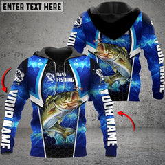 Maxcorner Bass Fishing Blue Galaxy Custom Long Sleeve Performance Fishing 3D shirt
