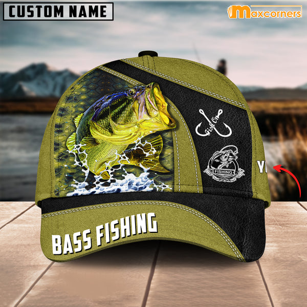 Maxcorners Personalized Take A Bite Light Green Bass Fishing Cap