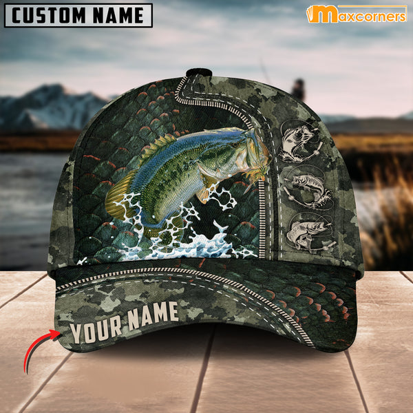 Maxcorners Personalized Zip Up Bass Fishing Cap All Over Printed Color10