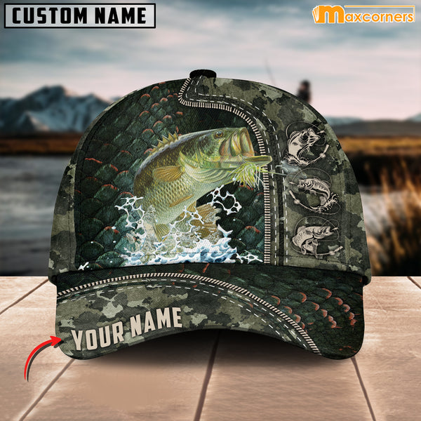 Maxcorners Personalized Zip Up Bass Fishing Cap All Over Printed Color13