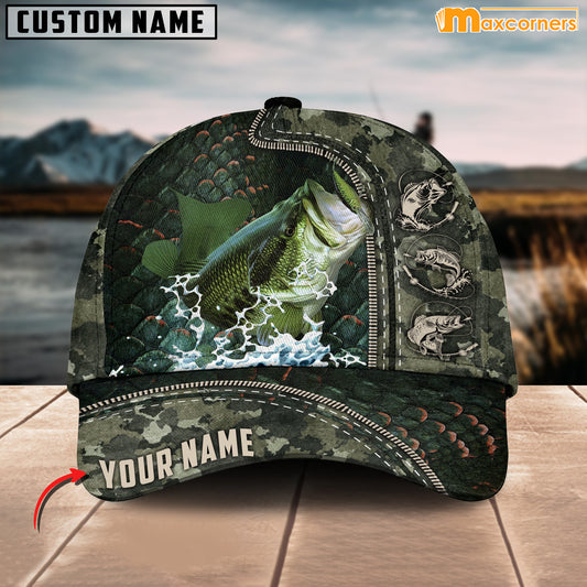Maxcorners Personalized Zip Up Bass Fishing Cap All Over Printed Color14