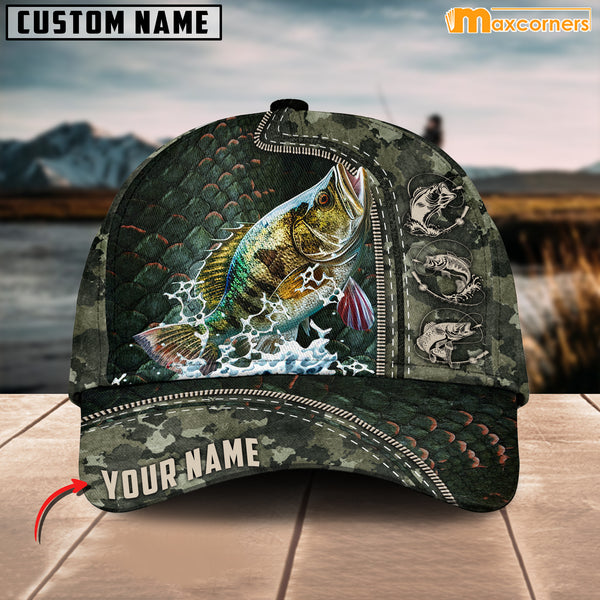 Maxcorners Personalized Zip Up Bass Fishing Cap All Over Printed Color3