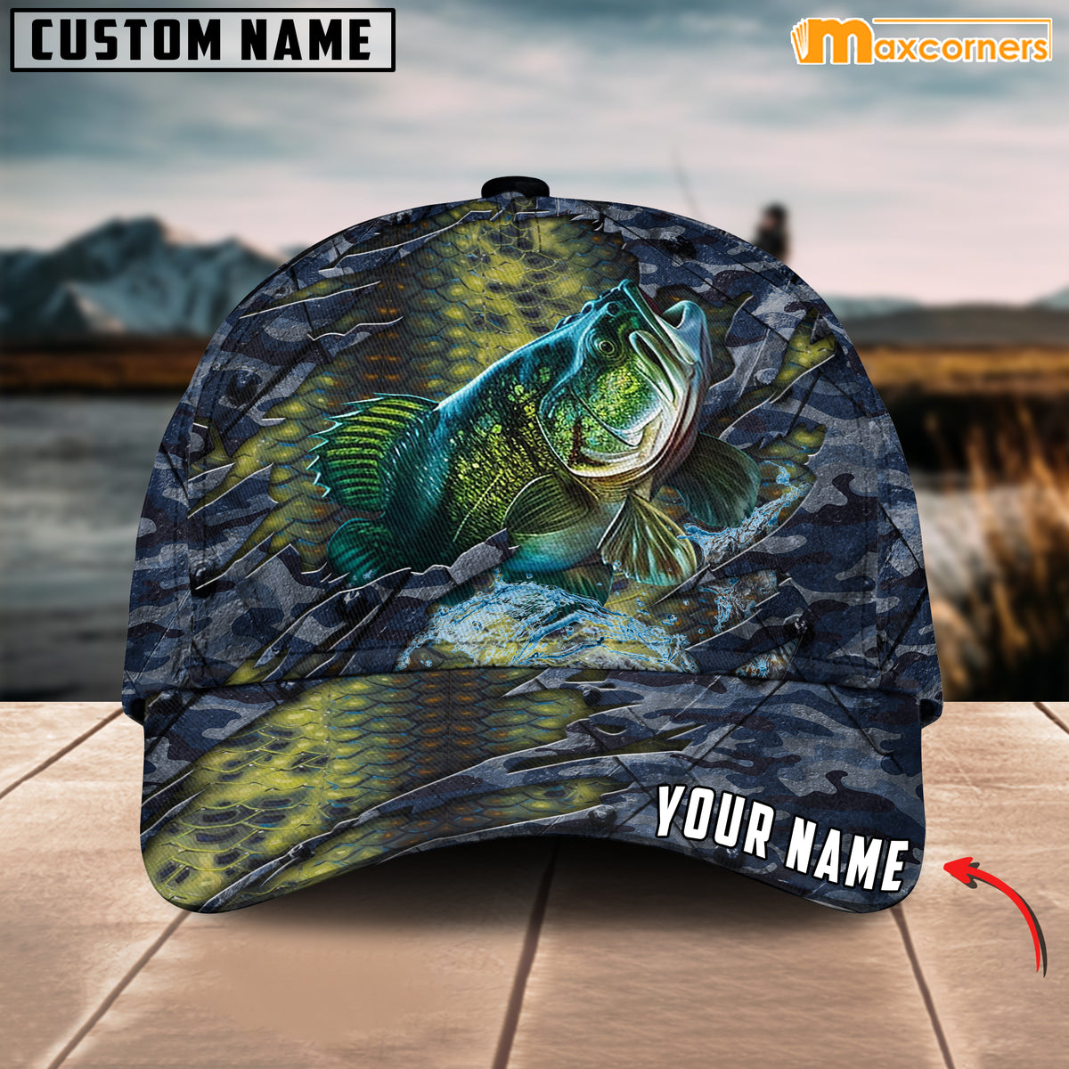 Maxcorners Personalized Steel Bass Fishing Cap