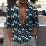 Maxcorners Deer Dark Blue Casual Shirt